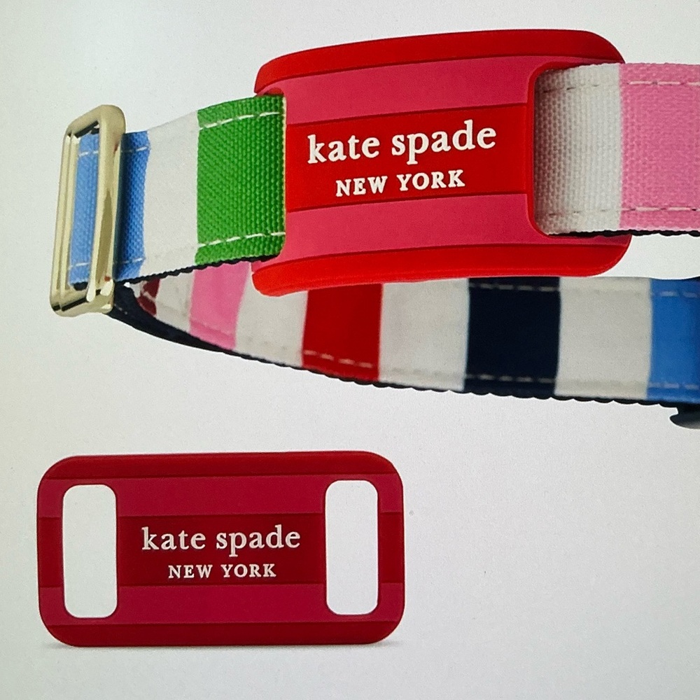 Kate Spade NY NWT Airtag Dog Collar Holder - Seaside Stripe MSRP $30